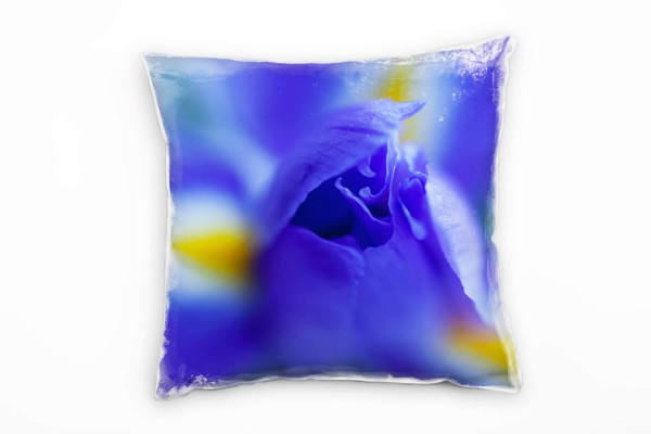 Paul Sinus Art Macro, Blumen, Blüte, blau, grün Deko Kissen 40x40cm für Couch Sofa Lounge Zierkissen