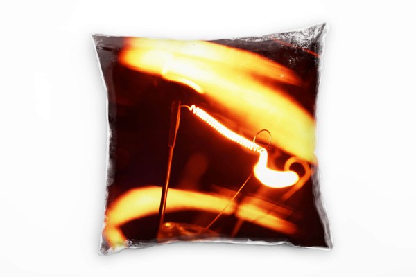 Paul Sinus Art Abstrakt, Glühbirne, Licht, orange, schwarz Deko Kissen 40x40cm für Couch Sofa Lounge Zierkissen