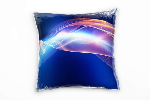 Paul Sinus Art Abstrakt, Lichtwellen, blau, türkis, orange Deko Kissen 40x40cm für Couch Sofa Lounge Zierkissen