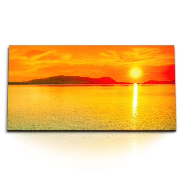 Paul Sinus Art Kunstdruck Bilder 120x60cm Roter Himmel Abendrot Sonnenuntergang Meer