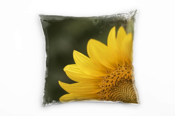 Paul Sinus Art Blumen, Sonnenblume, gelb, grün Deko Kissen 40x40cm für Couch Sofa Lounge Zierkissen