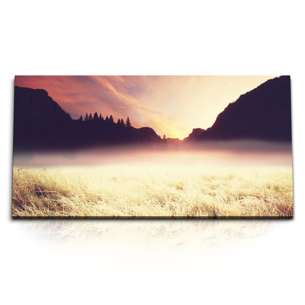 Paul Sinus Art Kunstdruck Bilder 120x60cm Feld Natur Berge Weizen Halme Weizenhalme