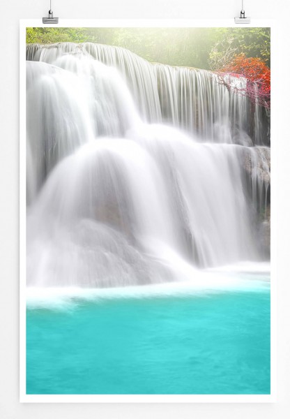 Paul Sinus Art 60x90cm Landschaftsfotografie Poster Wasserfall in Huay Mae Khamin Thailand