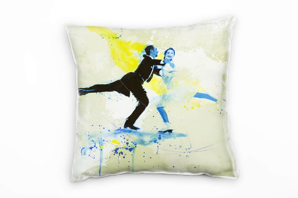 Paul Sinus Art Eiskunstlauf III Deko Kissen Bezug 40x40cm für Couch Sofa Lounge Zierkissen