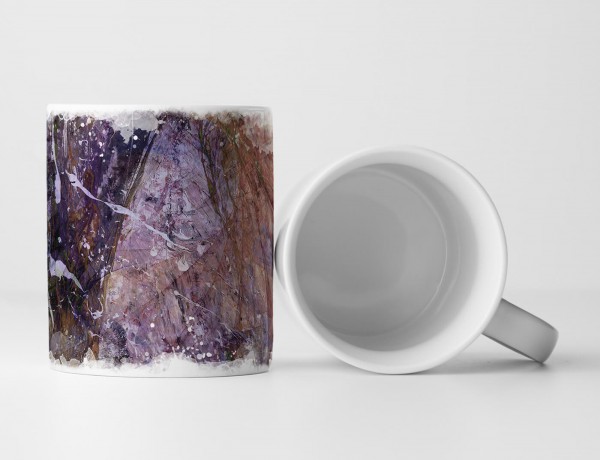 Paul Sinus Art Tasse Geschenk Splashart + purpurviolett + olivgrün + rotbraun