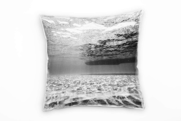 Paul Sinus Art Meer, Unterwasser, Boot, Wasseroberfläche, grau Deko Kissen 40x40cm für Couch Sofa Lounge Zierkissen