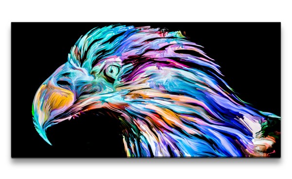 Paul Sinus Art Leinwandbild 120x60cm Adler Kunstvoll Farbenfroh Ausdrucksstark Raubvogel