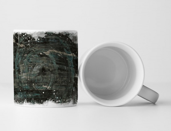 Paul Sinus Art Tasse Geschenk schwarz Abstraktion, dunkelcyan, beigen Elementen