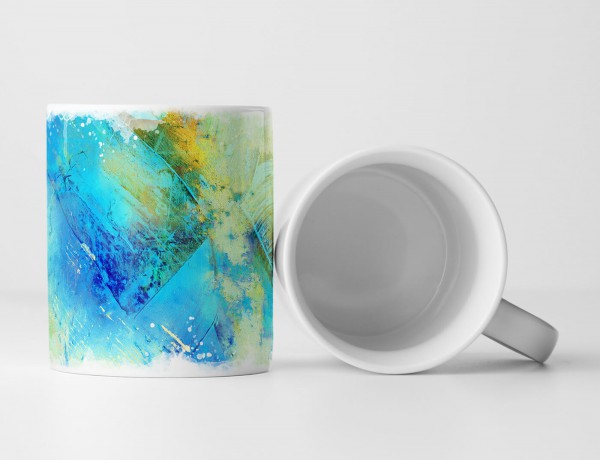 Paul Sinus Art Tasse Geschenk himmelblau, goldene Abstraktion