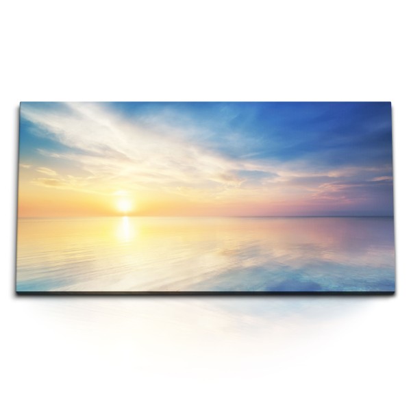 Paul Sinus Art Kunstdruck Bilder 120x60cm Ruhige See Meer Sonnenuntergang Horizont Himmel