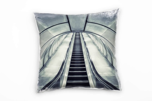 Paul Sinus Art Urban, Rolltreppe, Tunnel, London, grau Deko Kissen 40x40cm für Couch Sofa Lounge Zierkissen