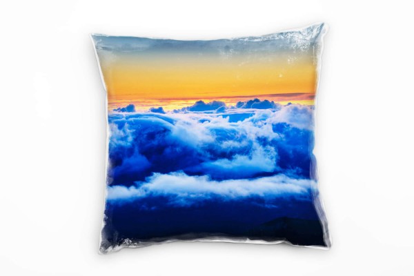 Paul Sinus Art Natur, Sonnenaufgang, Wolken, orange, blau Deko Kissen 40x40cm für Couch Sofa Lounge Zierkissen