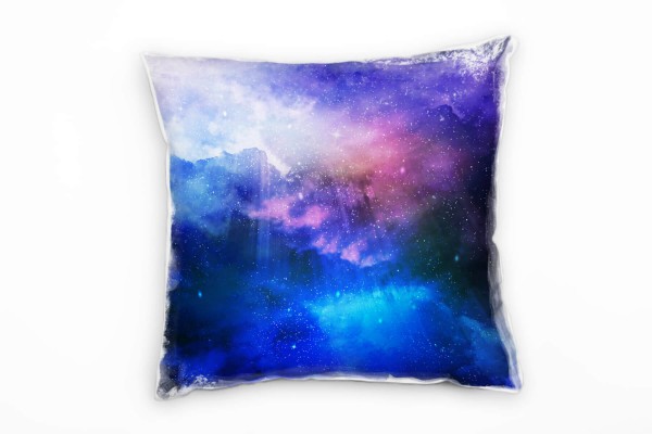 Paul Sinus Art Abstrakt, Natur, Universum, Sterne, blau, rosa Deko Kissen 40x40cm für Couch Sofa Lounge Zierkissen