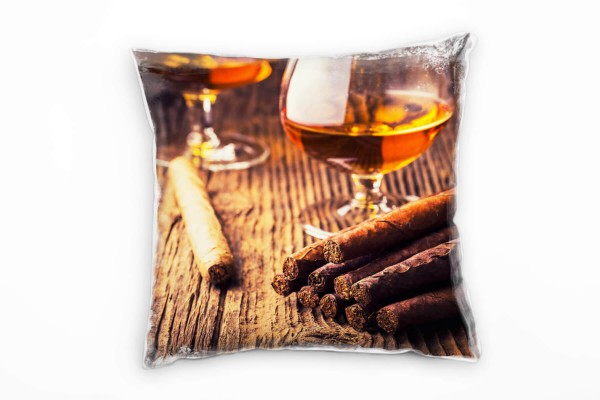 Paul Sinus Art künstlerische Fotografie, Zigarre, Cognac, braun Deko Kissen 40x40cm für Couch Sofa Lounge Zierkisse