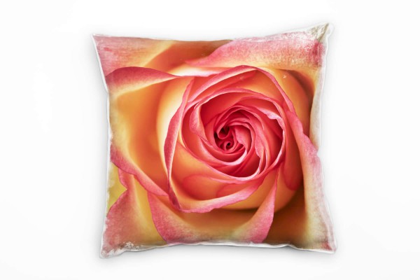 Paul Sinus Art Macro, Blumen, Rose, rosa, weiß Deko Kissen 40x40cm für Couch Sofa Lounge Zierkissen