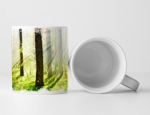 Paul Sinus Art Tasse Geschenk Landschaftsfotografie – Wald mit Sonnenstrahlen