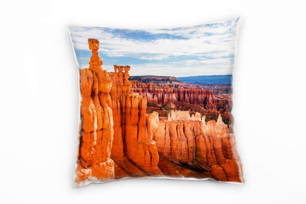 Paul Sinus Art Landschaft, orange, blau, Canyon, Sandstein Deko Kissen 40x40cm für Couch Sofa Lounge Zierkissen