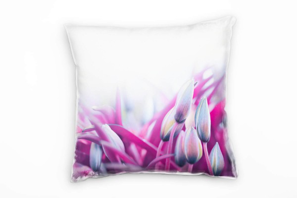 Paul Sinus Art Blumen, Knospen, pink, lila Deko Kissen 40x40cm für Couch Sofa Lounge Zierkissen