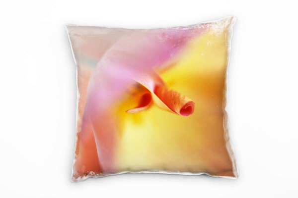 Paul Sinus Art Macro, Blumen, Blüte, gelb, orange Deko Kissen 40x40cm für Couch Sofa Lounge Zierkissen