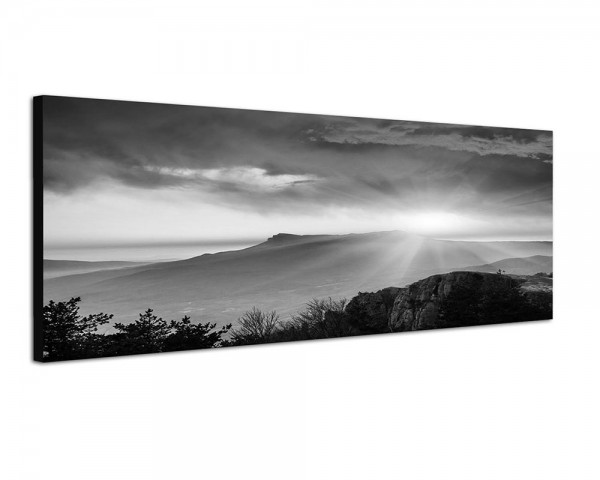 150x50cm Landschaft Berge Wolken Sonnenstrahlen