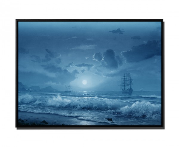 Paul Sinus Art 105x75cm Leinwandbild Petrol Ölgemälde Sonnenuntergang Segelschiff