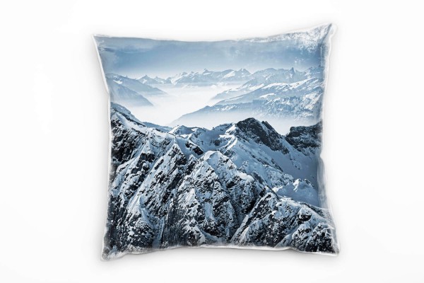 Paul Sinus Art Landschaften, Berg, Schnee, Wolken Deko Kissen 40x40cm für Couch Sofa Lounge Zierkissen