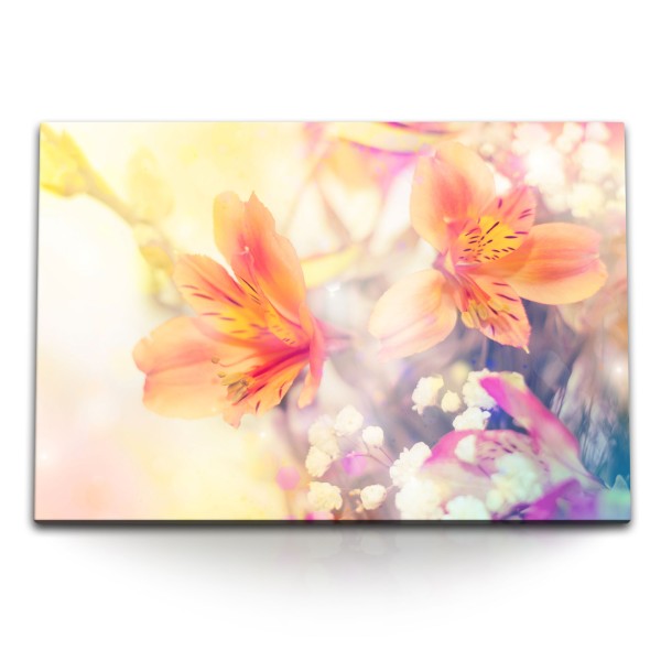 Paul Sinus Art 120x80cm Wandbild auf Leinwand Blüten Blumen Strauß Fotokunst Sonnenschein