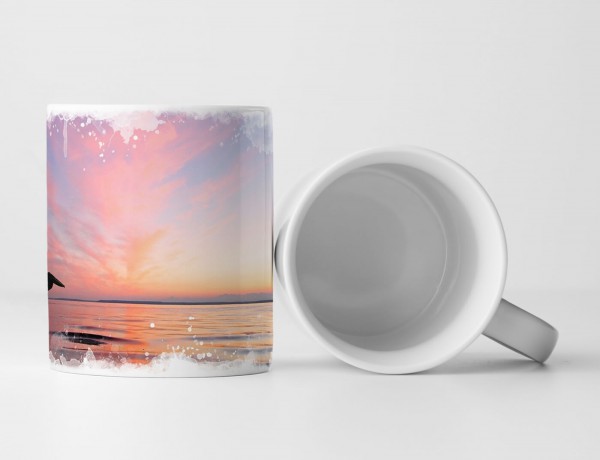 Paul Sinus Art Tasse Geschenk Landschaftsfotografie – Sonnenaufgang mit Pelikan im Flug