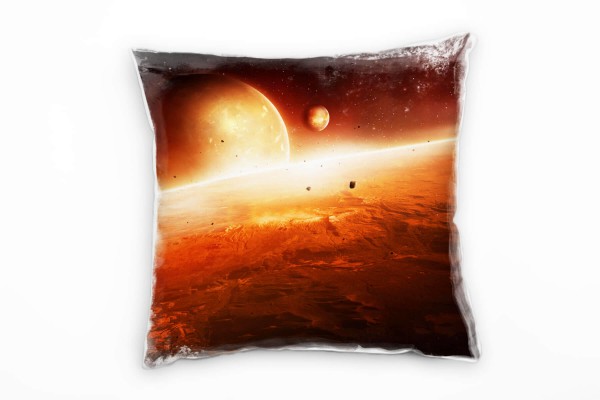 Paul Sinus Art Natur, Abstrakt, orange, rot, schwarz, Universum, Planeten Deko Kissen 40x40cm für Couch Sofa Lounge