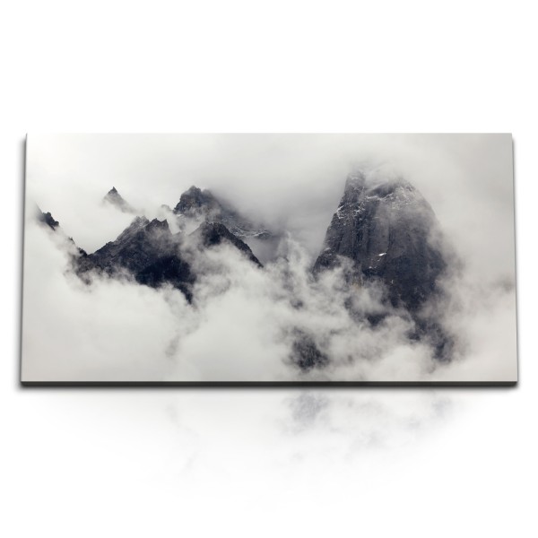 Paul Sinus Art Kunstdruck Bilder 120x60cm Wolken Berge Nebel Klippen Berggipfel Bergspitze