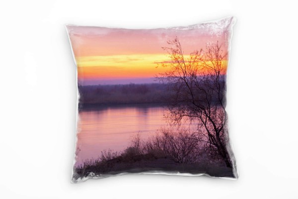 Paul Sinus Art Seen, Sonnenuntergang, lila, orange Deko Kissen 40x40cm für Couch Sofa Lounge Zierkissen