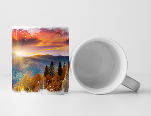 Paul Sinus Art Tasse Geschenk Landschaftsfotografie – Berglandschaft bei Sonnenaufgang im Herbst