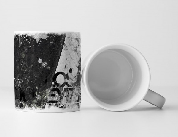 Paul Sinus Art Tasse Geschenk hellgrau, dunkelgraue Abstraktion; Aufschrift