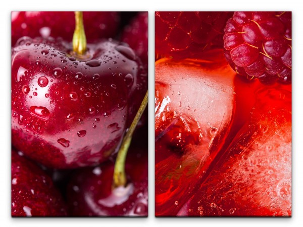 Paul Sinus Art 2 Bilder je 60x90cm Kirschen Himbeeren Früchte Lecker Frisch Saftig Küche