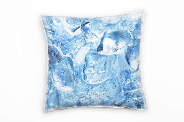 Paul Sinus Art Abstrakt, Eiswürfel in Wasser, blau, hell Deko Kissen 40x40cm für Couch Sofa Lounge Zierkissen