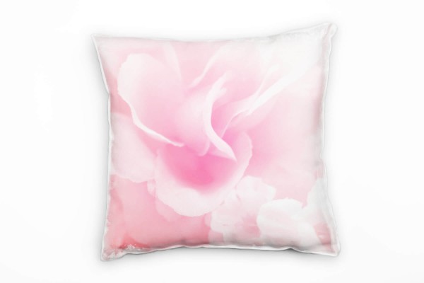 Paul Sinus Art Macro, Blumen, Rose, rosa, weiß Deko Kissen 40x40cm für Couch Sofa Lounge Zierkissen