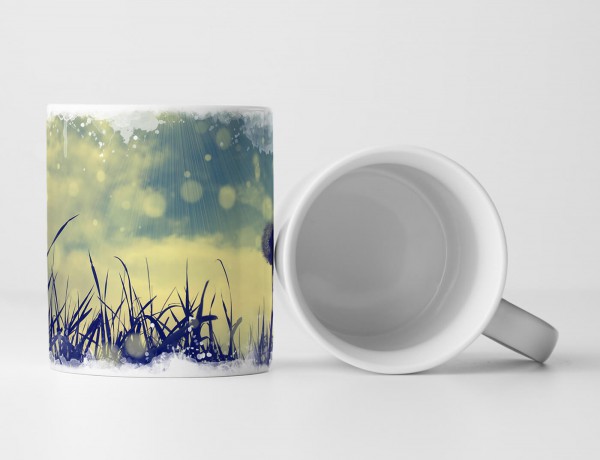 Paul Sinus Art Tasse Geschenk Landschaftsfotografie – Pusteblume vor Vintage Himmel in der Sonne