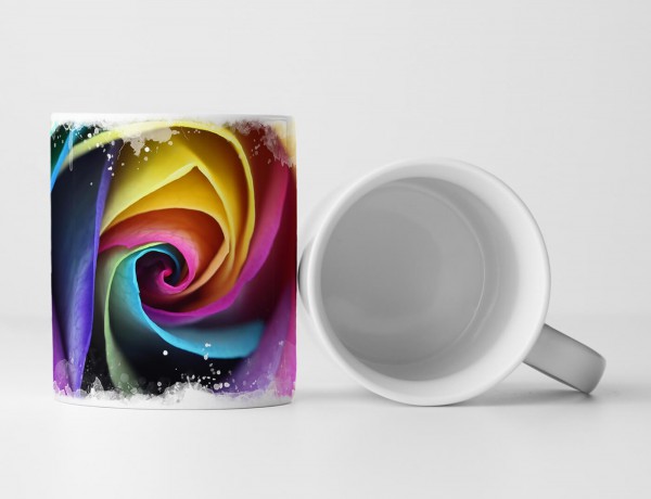 Paul Sinus Art Tasse Geschenk Naturfotografie – Rose in Regenbogenfarben