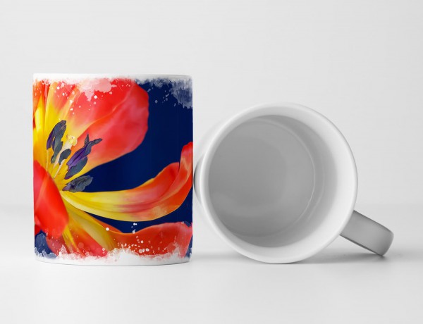 Paul Sinus Art Tasse Geschenk Naturfotografie – Rote Tulpe mit blauem Hintergrund