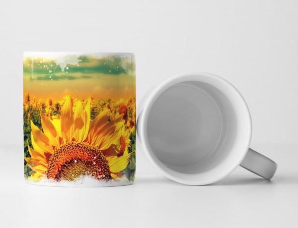 Paul Sinus Art Tasse Geschenk Landschaftsfotografie – Idyllisches Sonnenblumenfeld