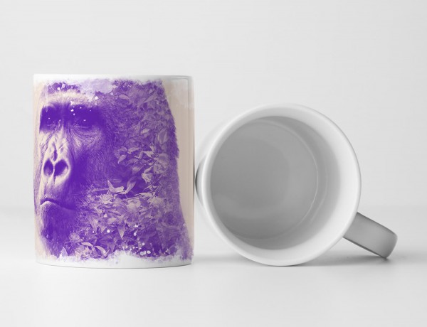 Paul Sinus Art Tasse Geschenk Bild - Lila Zeichnung eines Gorillas