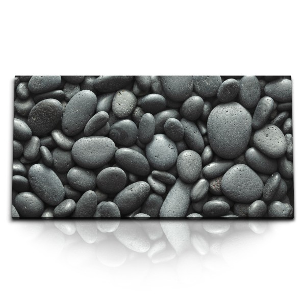 Paul Sinus Art Kunstdruck Bilder 120x60cm Schwarze runde Steine Schwarz Weiß Fotografie