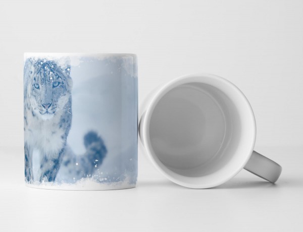 Paul Sinus Art Tasse Geschenk Schneeleopard läuft