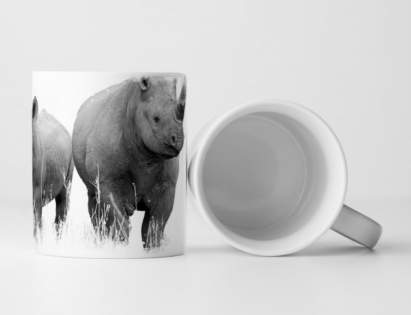 Paul Sinus Art Tasse Geschenk Tierfotografie – Nashörner Mutter und Kalb