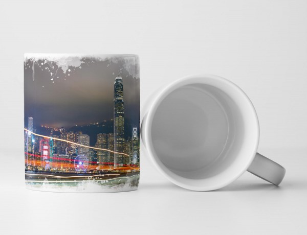 Paul Sinus Art Tasse Geschenk Nachtansicht von Hong Kong