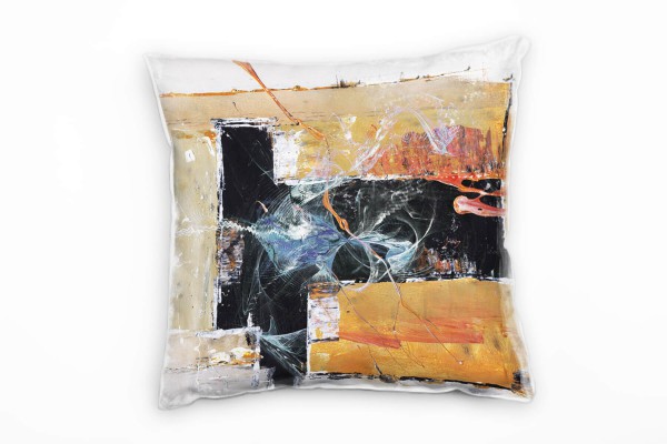 Paul Sinus Art Couch Sofa Lounge Zierkissen in 40x40cm Orangegold Dunkelgrau Tomatenrot Fernblau