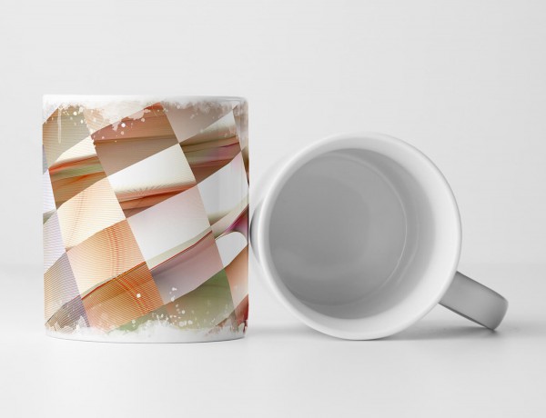 Paul Sinus Art Tasse Geschenk Digitale Grafik – Geometrisches Muster in Creme und Braun