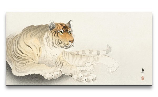 Paul Sinus Art Remaster 120x60cm Ohara Koson traditionell japanische Kunst Tiger Raubtier Kraftvoll Japan