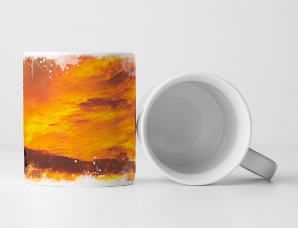 Paul Sinus Art Tasse Geschenk Landschaftsfotografie – Feuriger Sonnenaufgang mit Baum Australien