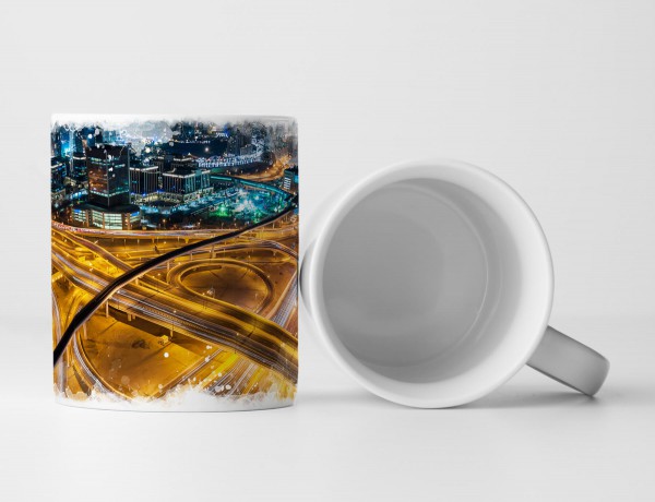 Paul Sinus Art Tasse Geschenk Fotografie – Verkehrsnetz im Hintergrund Dubai